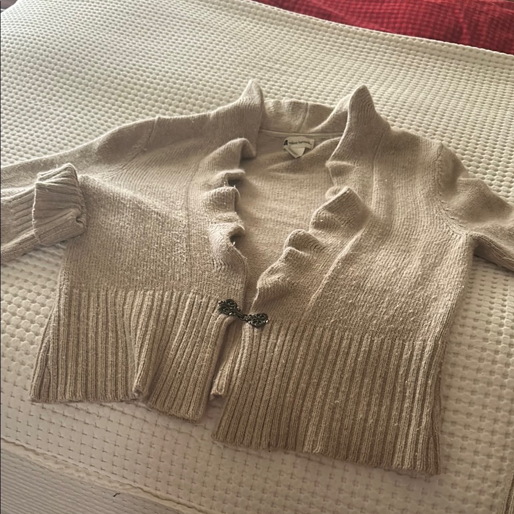 Elegant Cream Sweater with Ruffle Detail